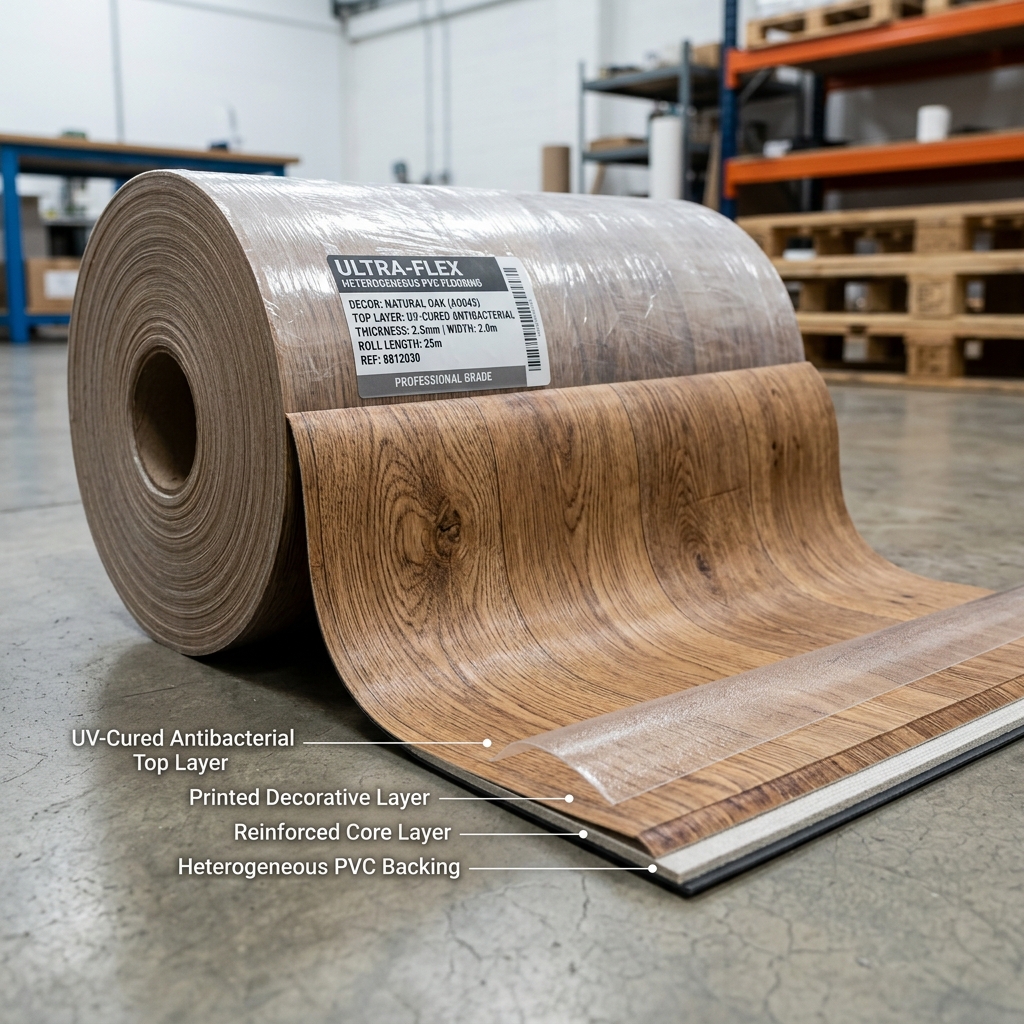 Heterogeneous composite flooring sample